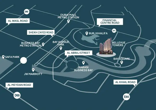 Bellevue Towers Residences location