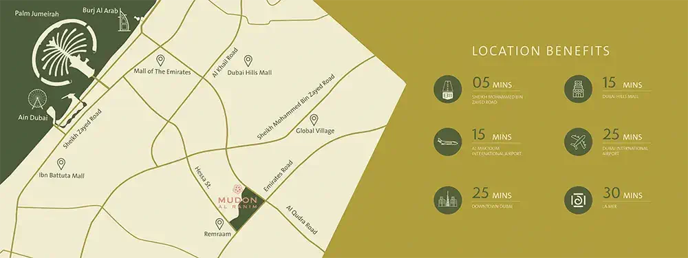 Mudon Al Ranim Townhouses Location