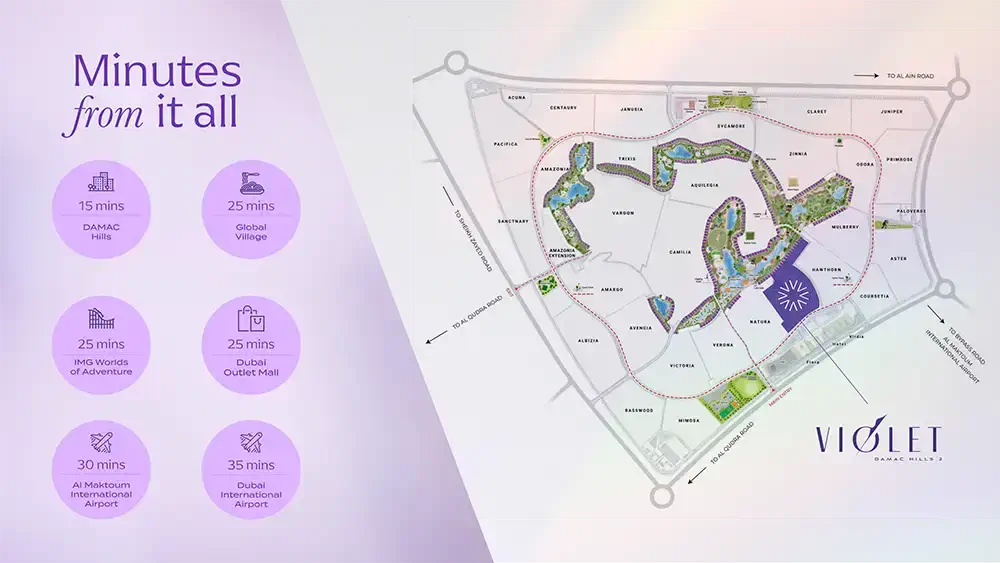 Violet at Damac Hills 2 location